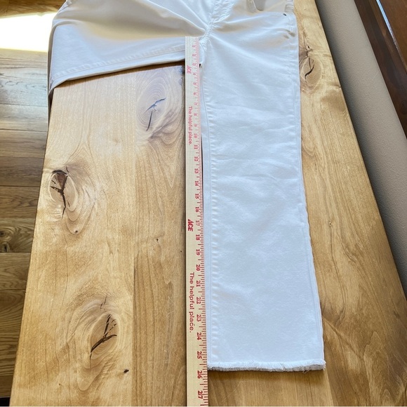 NYDJ MARILYN STRAIGHT JEANS 2 OPTIC WHITE FRAY HEM CROPPED STRETCH SUMMER CHIC - Picture 10 of 11